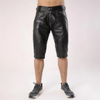 LeathericMen Men’s Full Back Zipper Leather Shorts – Premium Genuine Sheep Leather Slim Fit Shorts