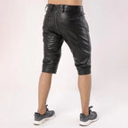 LeathericMen Men’s Full Back Zipper Leather Shorts – Premium Genuine Sheep Leather Slim Fit Shorts