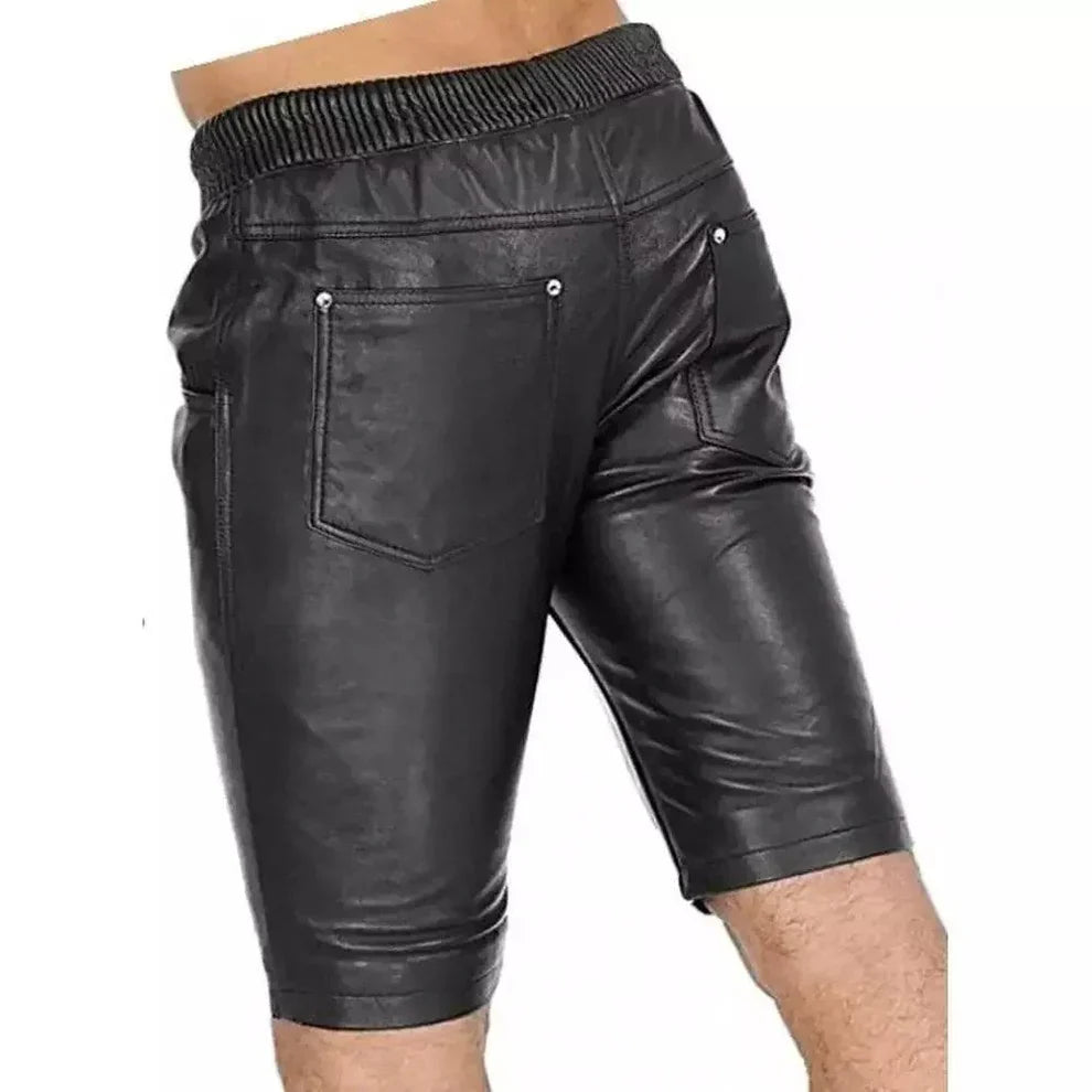 LeathericMen Men’s Genuine Leather Shorts – Premium Slim Fit Casual Leather Shorts for Men