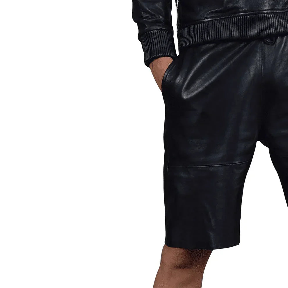 LeathericMen Men’s Genuine Sheep Leather Shorts – Premium Slim Fit Casual Leather Shorts