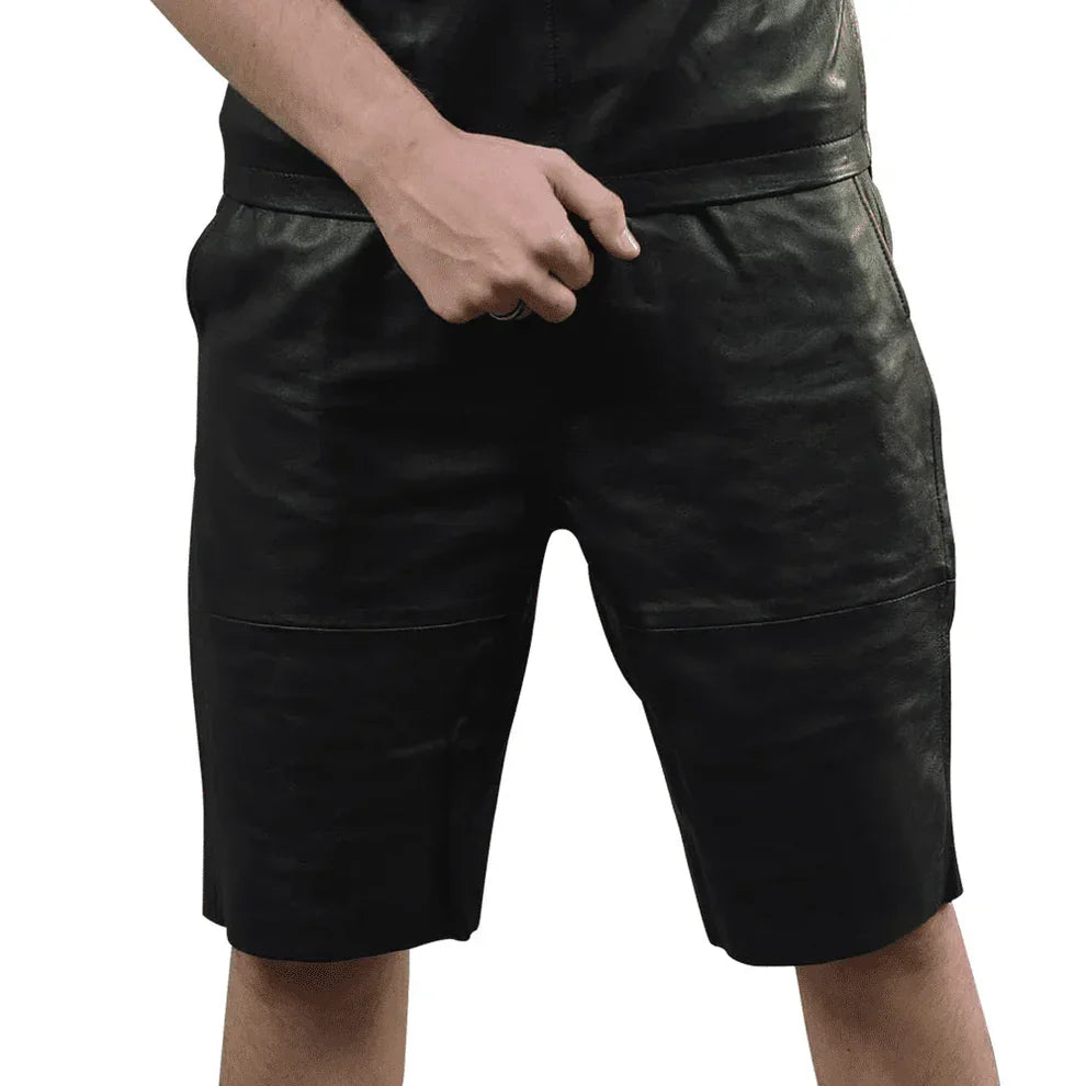LeathericMen Men’s Genuine Sheep Leather Shorts – Premium Slim Fit Casual Leather Shorts