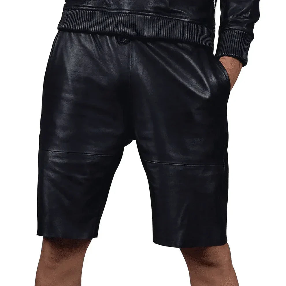 LeathericMen Men’s Genuine Sheep Leather Shorts – Premium Slim Fit Casual Leather Shorts