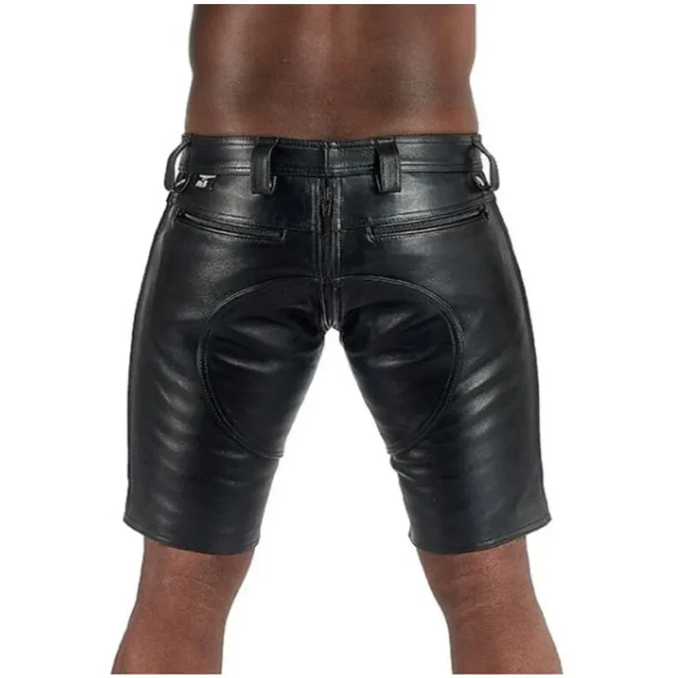 LeathericMen Men's Genuine Sheep Leather Shorts – Stylish Biker Party Summer Cargo Shorts