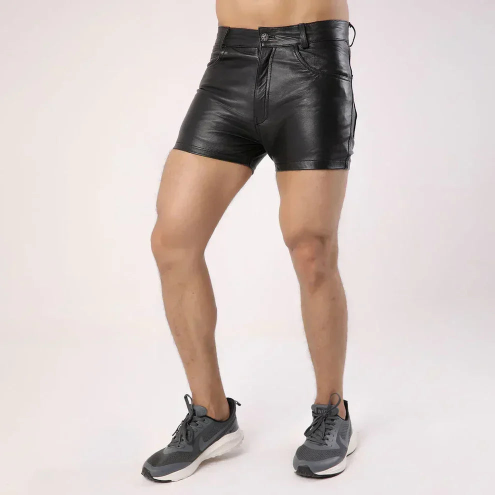 LeathericMen Men’s Leather Party Shorts – Premium Genuine Sheep Leather Slim Fit Shorts