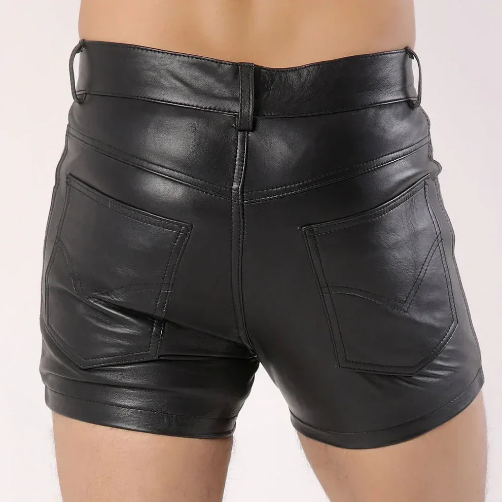 LeathericMen Men’s Leather Party Shorts – Premium Genuine Sheep Leather Slim Fit Shorts
