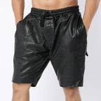 LeathericMen Men’s Perforated Leather Shorts – Dotted Breathable Genuine Sheep Leather Shorts