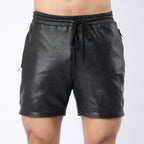 LeathericMen Men’s Perforated Leather Shorts – Dotted Genuine Leather Biker Summer Shorts