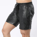 LeathericMen Men’s Perforated Leather Shorts – Dotted Genuine Leather Biker Summer Shorts