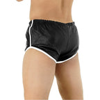 LeathericMen Men’s Sheep Leather Shorts with White Stripes – Premium Slim Fit Biker Shorts