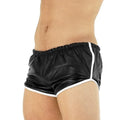 LeathericMen Men’s Sheep Leather Shorts with White Stripes – Premium Slim Fit Biker Shorts