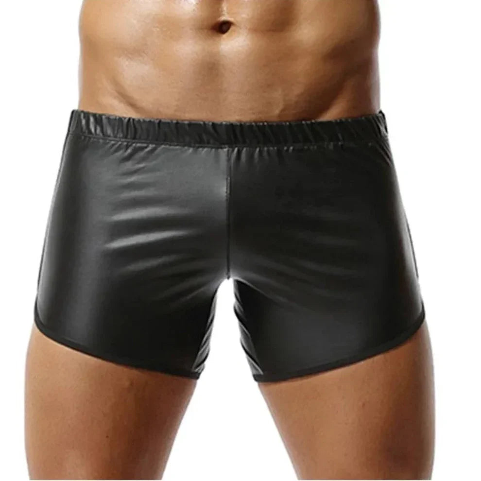 LeathericMen Men’s Summer Leather Shorts – Soft Boxer Style Casual Slim Fit Shorts
