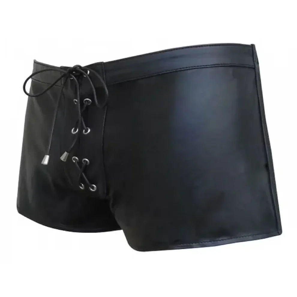 LeathericMen Stylish Black Lambskin Leather Shorts for Men – Premium Slim Fit