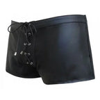 LeathericMen Stylish Black Lambskin Leather Shorts for Men – Premium Slim Fit