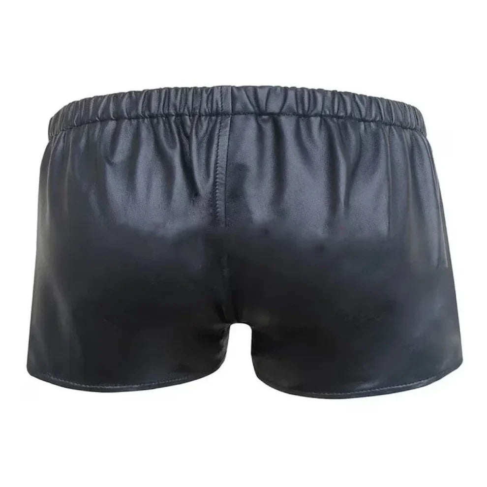 LeathericMen Stylish Black Lambskin Leather Shorts for Men – Premium Slim Fit