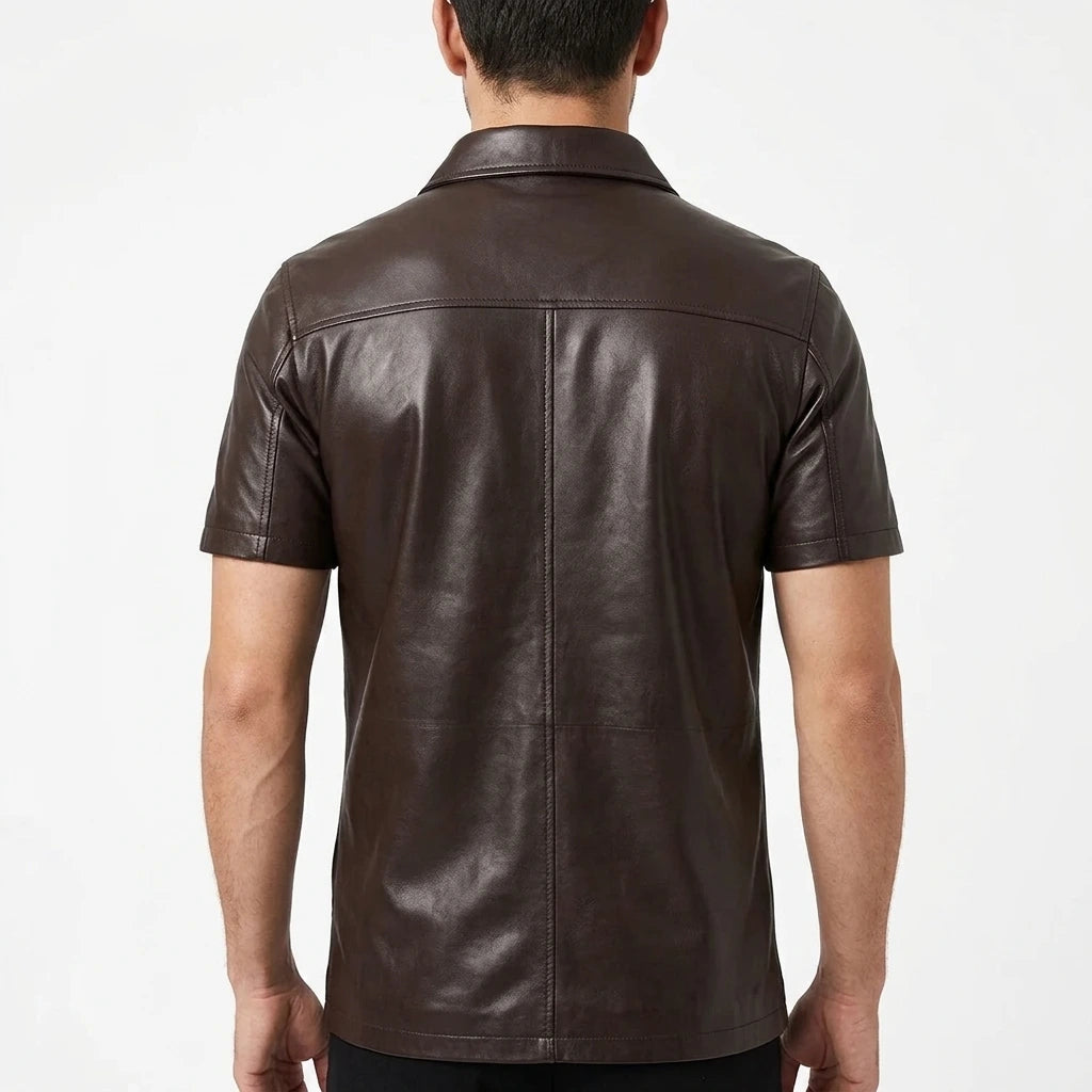 Classy & Stylish Half Sleeve Leather Shirt for Men | Genuine Leather