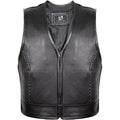 Men’s Biker Leather Vest with Expandable Zipper MDM9186 | Adjustable Motorcycle Vest