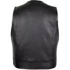 Men’s Biker Leather Vest with Expandable Zipper MDM9186 | Adjustable Motorcycle Vest