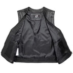 Men’s Biker Leather Vest with Expandable Zipper MDM9186 | Adjustable Motorcycle Vest