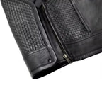 Men’s Biker Leather Vest with Expandable Zipper MDM9186 | Adjustable Motorcycle Vest