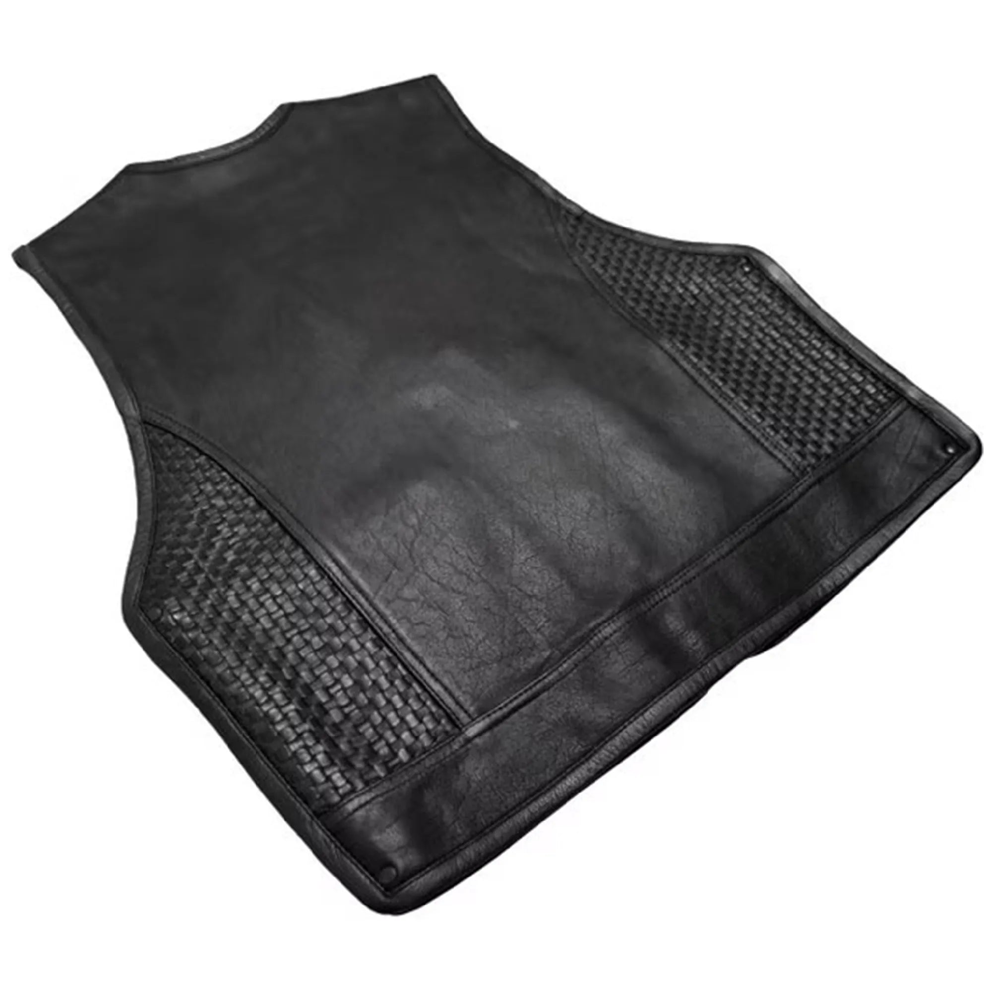 Men’s Biker Leather Vest with Expandable Zipper MDM9186 | Adjustable Motorcycle Vest