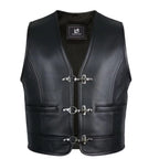 Men’s Biker Leather Vest with Side Closure MDM9123 | Premium Motorcycle Vest