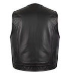 Men’s Biker Leather Vest with Side Closure MDM9123 | Premium Motorcycle Vest