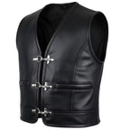 Men’s Biker Leather Vest with Side Closure MDM9123 | Premium Motorcycle Vest