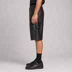 Men's Black Cow Leather Double-Knee Shorts