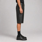 Men's Black Cow Leather Double-Knee Shorts