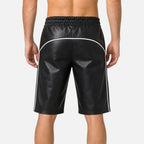 Men’s Black Lambskin Leather Shorts with Side Stripe | Knee Length Premium | Leathericmen