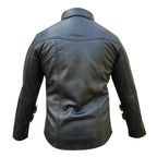 Black leather jacket on a white background