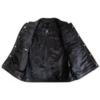 Men’s Clubstyle Leather Vest with Quilted Shoulders MDM9187  Premium Biker Vest