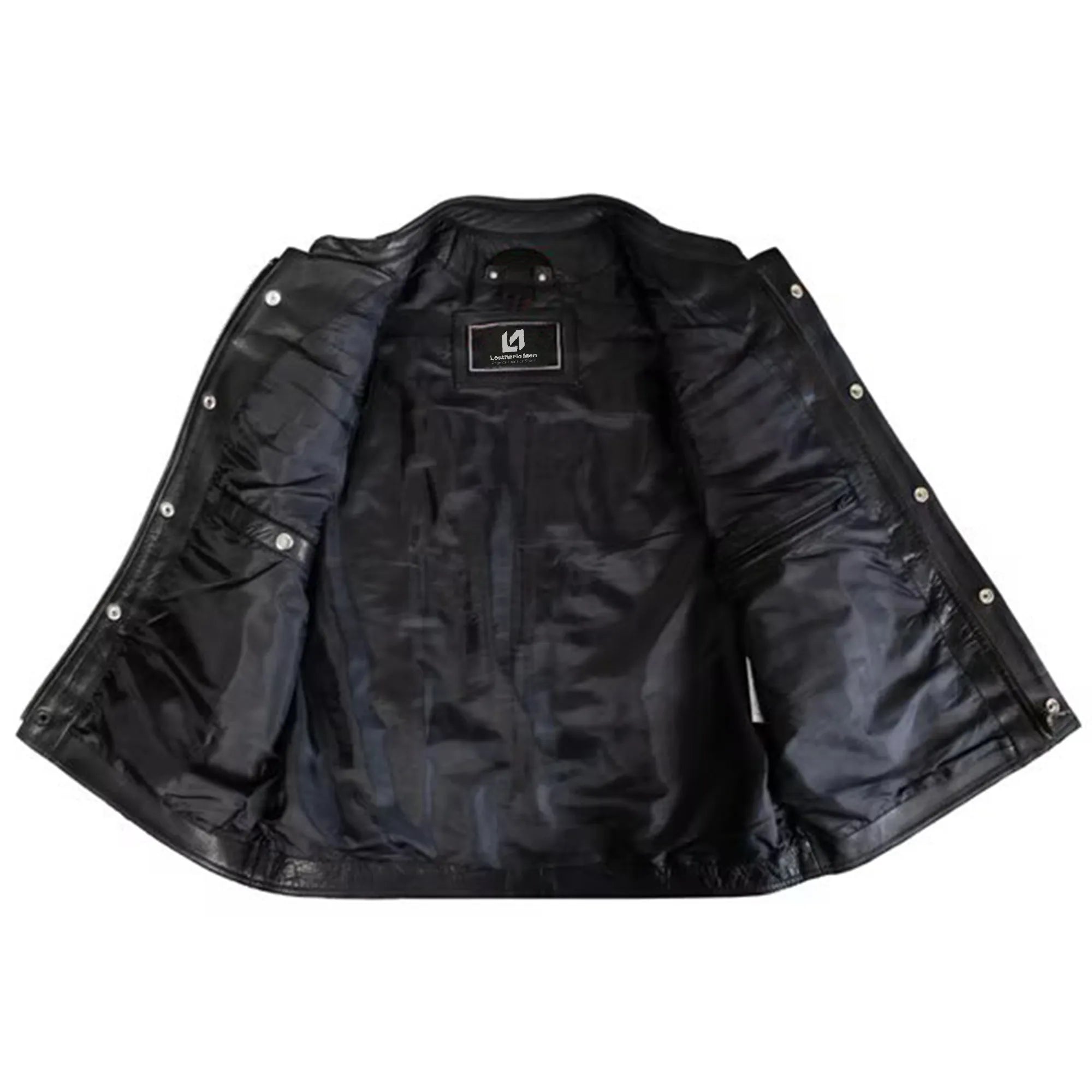 Men’s Clubstyle Leather Vest with Quilted Shoulders MDM9187  Premium Biker Vest