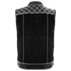 Men’s Clubstyle Leather Vest with Quilted Shoulders MDM9187  Premium Biker Vest
