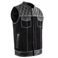 Men’s Clubstyle Leather Vest with Quilted Shoulders MDM9187  Premium Biker Vest