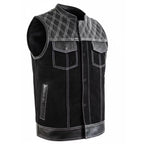 Men’s Clubstyle Leather Vest with Quilted Shoulders MDM9187  Premium Biker Vest