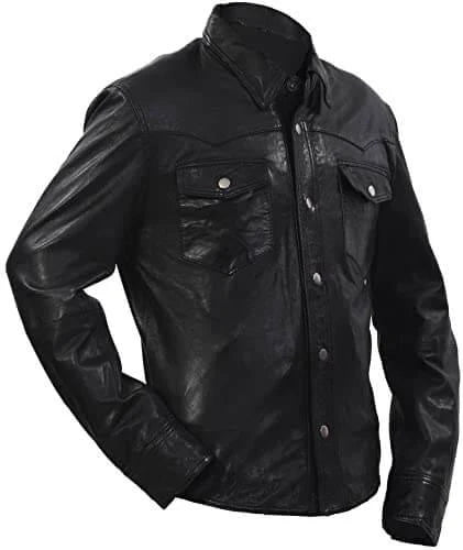 Black leather jacket on a white background