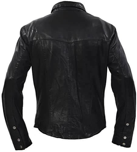Black leather jacket on a white background
