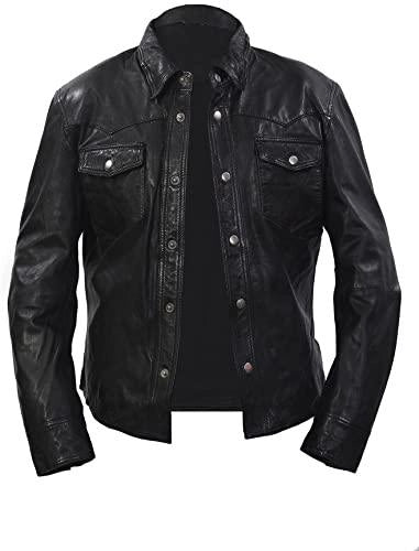 Black leather jacket on a white background