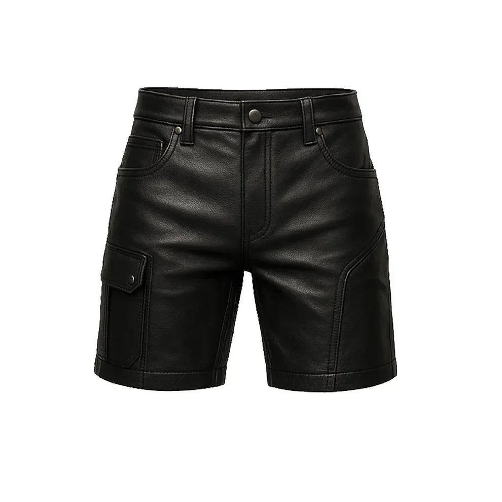 Men’s Genuine Lambskin Leather Shorts – Sleek Black Design | Leatheric Men