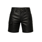 Men’s Genuine Lambskin Leather Shorts – Sleek Black Design | Leatheric Men