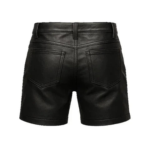 Men’s Genuine Lambskin Leather Shorts – Sleek Black Design | Leatheric Men