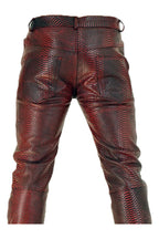Skinny Slim Fit Men's Red Leather Trousers