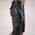 Men’s Genuine Sheep Leather Cargo Shorts – Dual Side Pockets  Leatheric Men