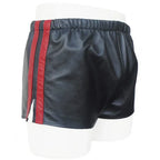 Men’s Genuine Sheep Leather Shorts – Soft Boxer Style with Red Stripes Gym Fit  Leatheric Men