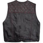 Men’s Hunter Club MC Leather Vest Black/Red MDM9200 | Premium Biker Vest