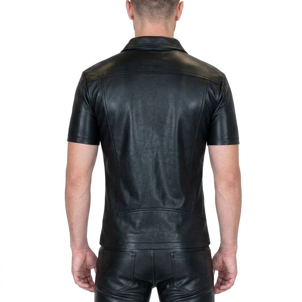 Men’s Lambskin Leather Shirt – Soft Genuine Leather Slim Fit