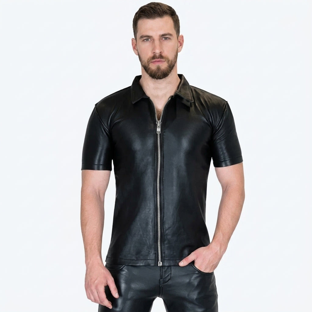 Men’s Lambskin Leather Shirt – Soft Genuine Leather Slim Fit