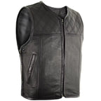Men’s Leather Jacket Diamond Step Pattern Short MDM9203 | Premium Biker Jacket