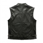 Men’s Perforated Biker Leather Vest | Breathable Motorcycle Riding Vest